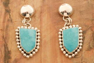 Artie Yellowhorse Genuine Fox Turquoise Sterling Silver Post Earrings